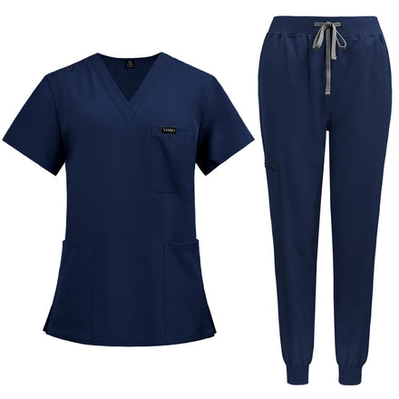 In Stock 42122 Stretchy Sleep Suit for Women 2024 White Scrub Suit Set for Women Nurse Scrub Men