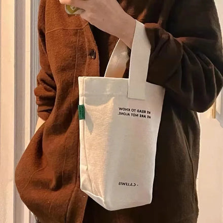 Wholesale Small MOQ Eco-friendly Reusable Coffee Cup Small Mini Tote Bag Canvas Cotton Custom logo Print Shopping Tote Bag