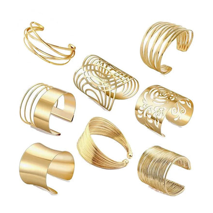 2024 Trendy Metal Armband Pattern Bracelet Set Open Wide Bracelet Cuff Bangle Bracelet for Women