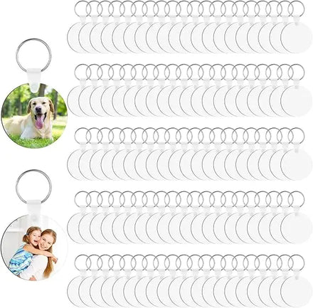 Wholesale Double Sided Blank Round Keyring MDF Sublimation Wooden Blank Keychain