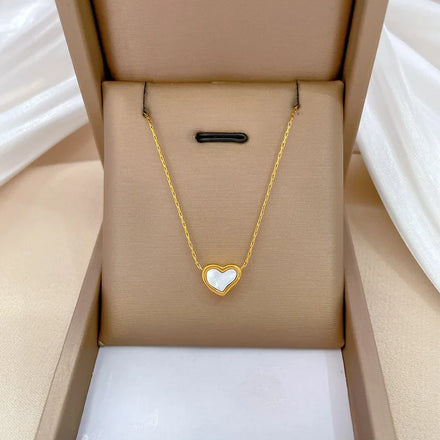 Titanium Steel Heart Shape Necklace for Women Collar Chain Stainless Steel Jewelry Charm