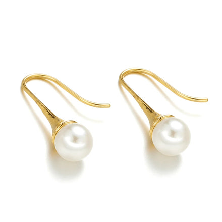 Fashion Jewelry Dangle Earrings Exquisite Fresh Water Pearl Drop 18K Gold Plated Stainless Steel Stud Earrings for Ladies