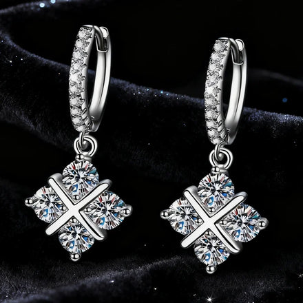 Temperament Classic Diamond Cross Vvs D Color Moissanite Diamond Earrings S925 Sterling Silver Earrings for Women