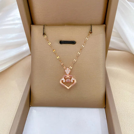 Fashion Titanium Steel Gorgeous Diamond Necklace for Women Collar Chain Stainless Steel Jewelry Charm