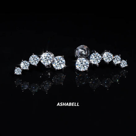Fashion High Sense of Smile Arc Moissanite Earrings S925 Sterling Silver Earrings for Women