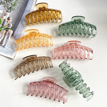 Simple Transparent Thick Hair Claw Clips Korean Style Cute Customize Plastic Large Big Hair Clips Claw for Girl Women