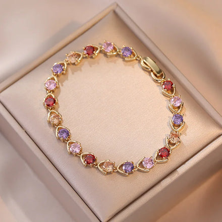Colorful Zircon pink Purple Inlaid Bracelet Fashion Jewelry Micro-inlaid Zircon Bracelet