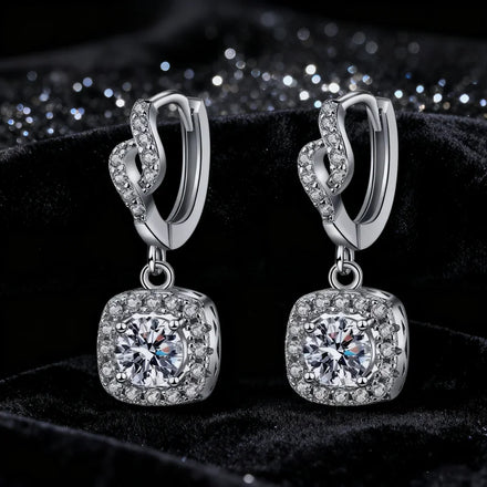 S925 Sterling Silver Earrings Vvs D Color Moissanite Full Diamond Twist Earrings for Women