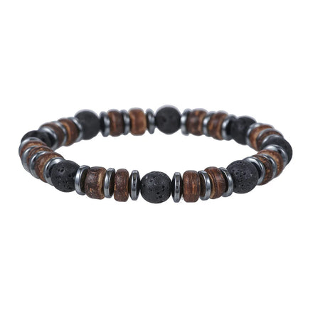 New Niche Design Beaded Bracelets Coconut Shell Wood Chips Black Gallstone Natural Stone Bracelet Fashion Bracelet for Men