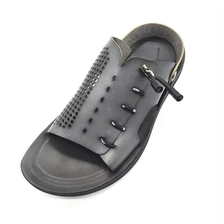 Men's Platform Waterproof Outdoor Leather Summer Sandals Rubber Soft Sole Anti-slip