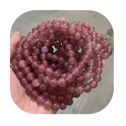 Spiritual Bracelets Healing Natural Stone 8mm Round Pigeon Blood Strawberry Quartz Crystal Fashionable Bracelets for Gift