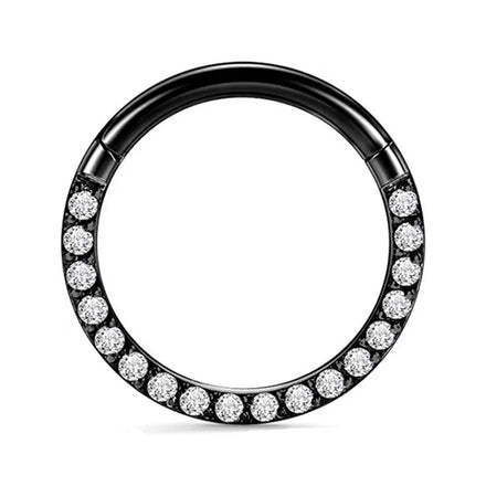 Nose Rings Lobe Piecing Clicker & Nose Hoop Body Jewelry Cubic Zirconia & Pearl Front-setting CNC Titanium 5A Opp Bag Hiphop
