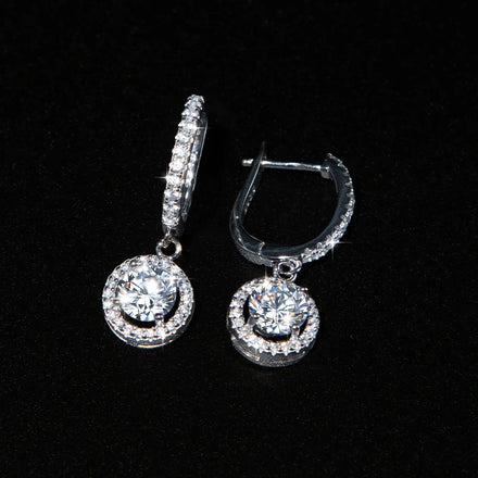 Ready to Ship S925 Silver Vvs D Color 1CT Moissanite Pendant Earrings for Women Wedding Engagement Jewelry