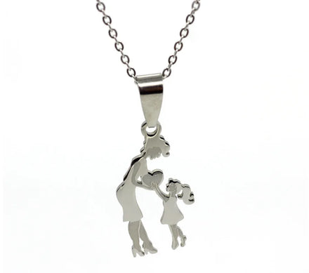 Vintage Fashion Stainless Steel Mother Daughter Pendant Necklace Mother's Day Jewelry Necklace Accessories As Mother's Day Gift
