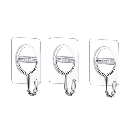 Hot Selling Strong Sticky Plastic Key Hooks Holder Transparent Bathroom Traceless Wall Towel Hook Christmas Decorative Hook