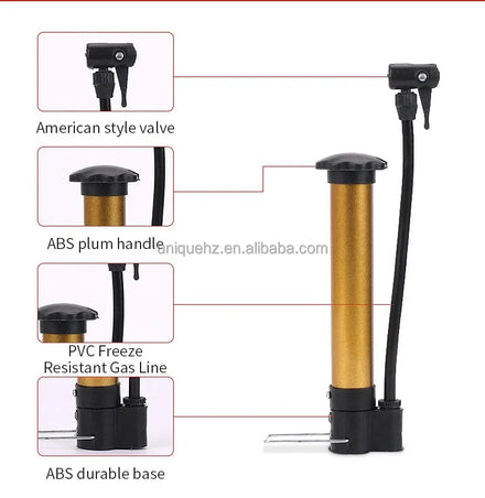 Portable Bicycle Pump Steel Pipe Inflator Manual Pump Foot Pedal Floor Air Inflator External Hose Fits Bikes Football Basketball