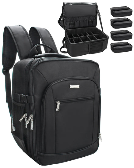 ReIaveI Travel Makeup Backpack Train Bag With Partition and 4 Small Bags Professional Makeup Artist Makeup Bag