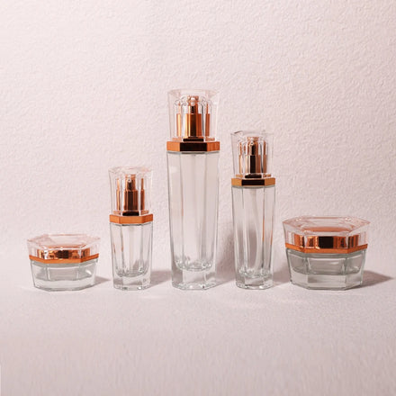 Custom Skincare Lotion Toner Essential Oil Bottle Cream Cosmetics Packaging 20 30 50 90 110 ml Glass Bottle Set