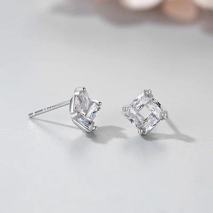 Hot Selling New 925 Sterling Silver Square Zircon Stud Earrings Exquisite Wedding Fashion Jewelry Earrings for Women