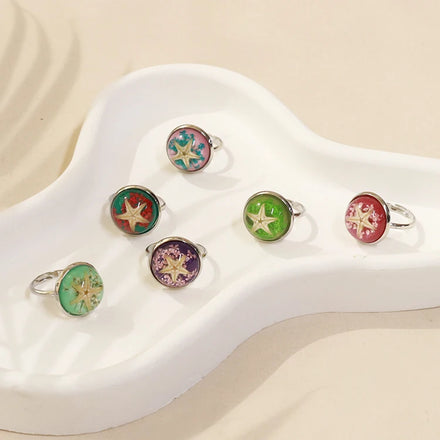 Wholesale Custom Fine Resin Finger Rings Hot Popular Sea Shell Style Cute and Unisex for All Ages for Gifts and Parties