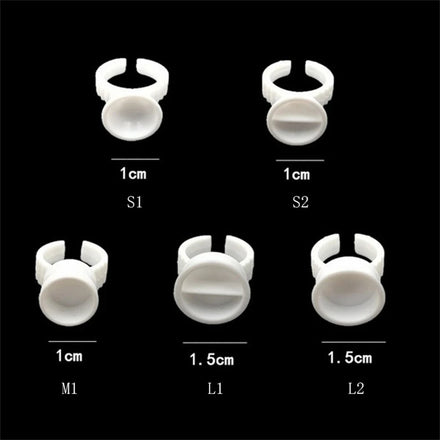 100pcs Disposable White Eyelash Glue Ring Cup Holder Container Tattoo Pigment Eyelash Extension Tools Lash Supplies Accessories