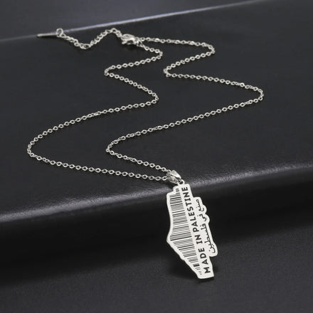Palestine QR Code Pendant Stainless Steel Necklace for Women Men Vintage Creative Chain Necklace Jewelry Gift Wholesale