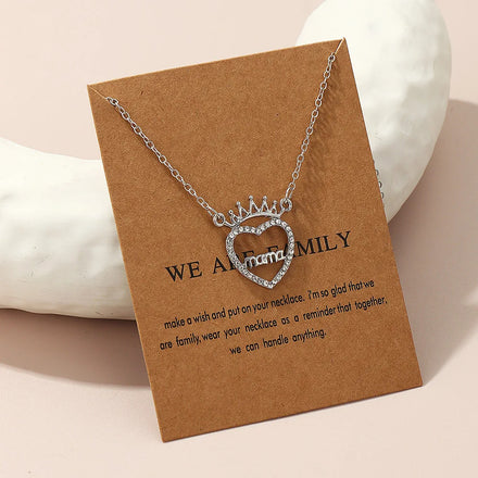 New Hot Selling Crown Heart With Diamond Stainless Steel Necklace Letter Mama Collar Chain for Women As Mother's Day Necklace