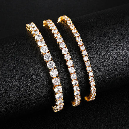 Wholesale 3/4/5/6mm Iced Out Tennis Chain 18k Gold Plated Brass Cubic Zircon Cz Tennis Chain Necklace Bracelet Men Jewelry
