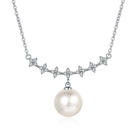 Trendy Jewelry 925 Sterling Silver 10-11mm Freshwater Charms Pearls Moissanite Necklace Wedding Ceremony Pendant Women's Gift