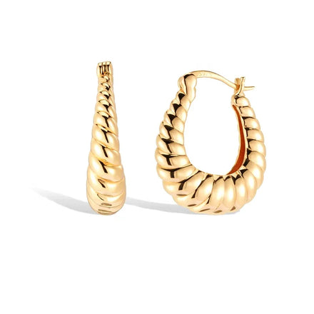 Milskye Fine Jewelry 18k Gold Plated 925 Sterling Silver Large Twisted Hoop Earrings
