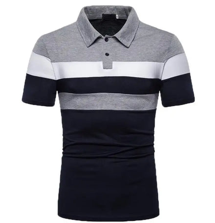 Men's Short Sleeved Polo T-shirt With Three Stripes on the Chest Fashionable Men's Lapel Polo Tops
