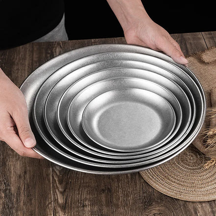 Gold Round Storage Plate Stainless Steel Nordic Vintage Jewelry Cosmetics Metal Tray Metal Trays Desktop Decoration Storage