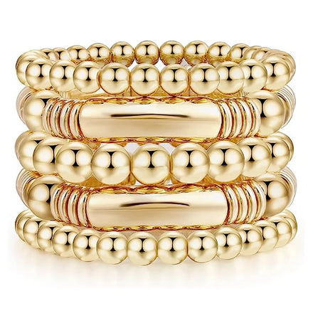 European American Summer Fashion Gold Beaded Bracelet Temperament Stacking Bungee Cord Enewton Bracelets for Women