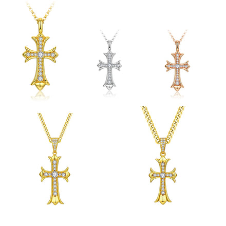 Fine Jewelry Moissanite Religious Crucifix Cross Key Chain Christian Craft Gift Pendant Alloy Key Chain for Unisex