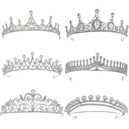 16 Designs Luxury Prom Pageant Princess Party Queen Bride Headband Silver Pearl Crystal Wedding Crowns and Tiaras for Women