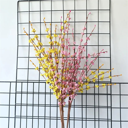 Artificial PE Yellow Spring Forsythia Flower Branch Flower Winter Jasmine for Wedding Party Decoration