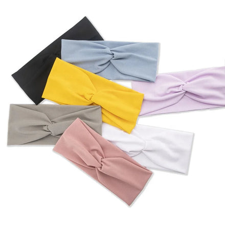 New Elastic Hair Band Stripe Plain Cross Knotted Wide Headband Sport Yoga Hairband Head Bands for Women