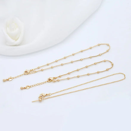 Fashion 14K Gold Plated Bracelet Ball Bead Anklet Cast Brass Wave Bead Chain Jewelry Foot Accessories