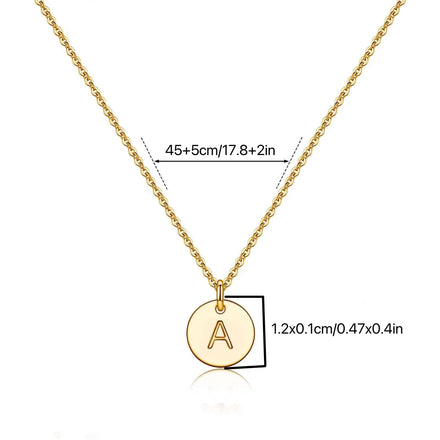 Trendy Round Disc Coin Pendant Necklace for Women Initial Letter a to Z Engraved Charm Party Gift Made From Brass