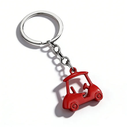 Fashion 3D Simulation Golf Cart Keychain Golf Field Commuting Cart Keychain Outdoor Activity Small Gift Keyring