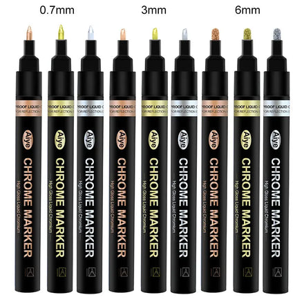 Metallic Chrome Paint Pen Premium Chrome Finish Permanent Mirror Chrome Marker Pens With Anti Fade Ink