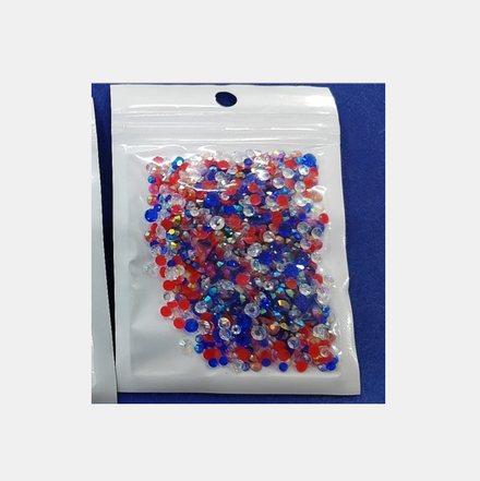 Wholesale Red White Blue Clear Flatback Rhinestones 3 4 5mm 10 Grams Bag for 4th July Theme DIY Craft Decoration