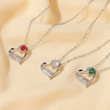 Fashion Jewelry Letter MOM Necklaces Temperament Heart Shape Inlaid Crystal Pendant Necklace As Mother's Day Necklace