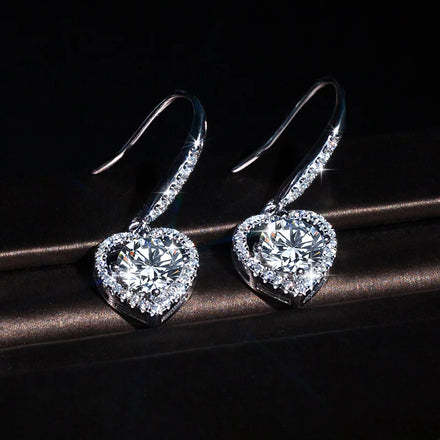 Wholesale Heart VVS1 D Color 1 Karat Moissanite Pendant Earrings for Women Engagement Wedding Jewelry