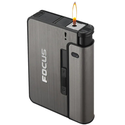 Portable Automatic Metal Cigar Boxes Creative Windproof Ultra-thin 10PCS Holder Case Disposable Lighter Can Be Installed