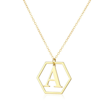 Geometry 6 Initial Letter Pendant Necklace 18K Gold Plated Letter a Tto Z Pendant Fashion Jewelry Accessories Necklaces