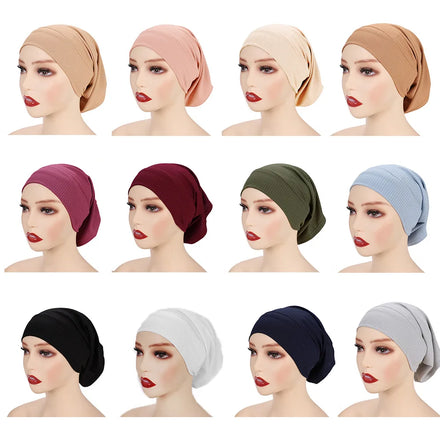 New Malaysia Women's Cotton Modal Cross Hijab Caps Open Back Jersey Muslim Innercap Ethnic Bandana