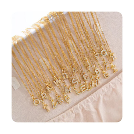 Waterproof Non Tarnish Trendy 26 Letter Alphabet Pendant Choker Chain a to Z Stainless Steel Zirconia Initial Letter Necklace