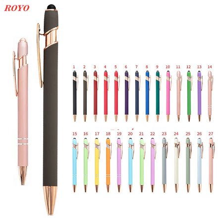 Hot Sale 2-in-1 Ballpoint Pen Stylus 1.0mm Writing Width Rose Metal Screen Capacitor Custom Logo Advertising Promotion Gifts