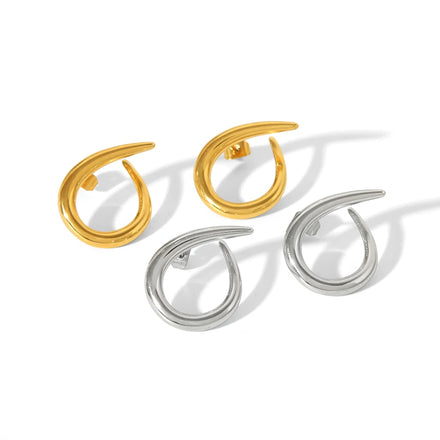 Simple Stainless Steel 18k Water Resistant Minimalist Simple Hollow Hook Digital Six Stud Earrings Exaggerated Earrings for Girl
